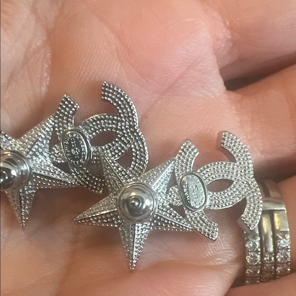 Star Earrings with Green and Silver Accents - Picture 6 of 6